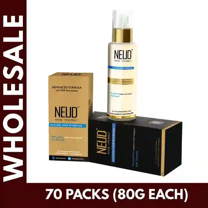 Buy 70 units NEUD Natural Hair Inhibitor 80g each at Bulk Prices. GST Invoice Available for TCS Input Credit - everteen-neud.com