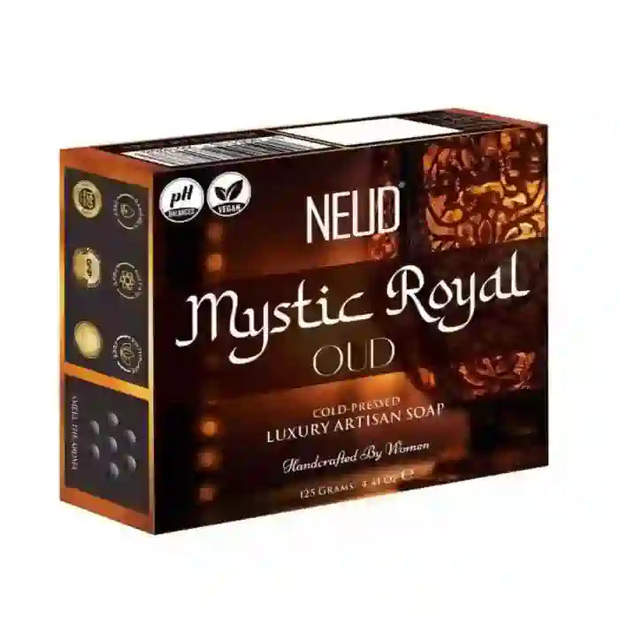 Buy 1 Pack of NEUD Mystic Royal Oud Luxury Artisan pH Balanced Cold-Pressed Handmade Soap 125g With Oudh and Gul Banafsha - everteen-neud.com