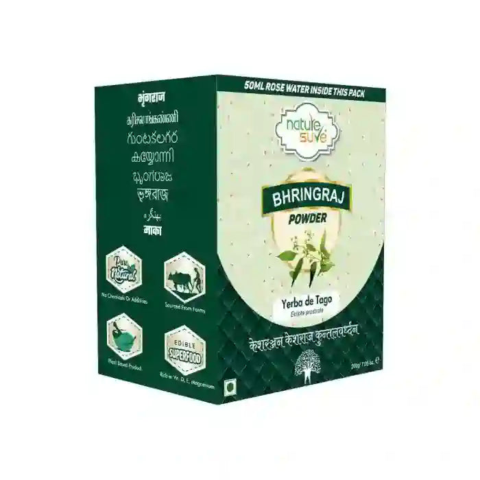 Buy 1 Pack Nature Sure Bhringraj Powder 200g with Rose Water 50ml Directly from Company - everteen-neud.com