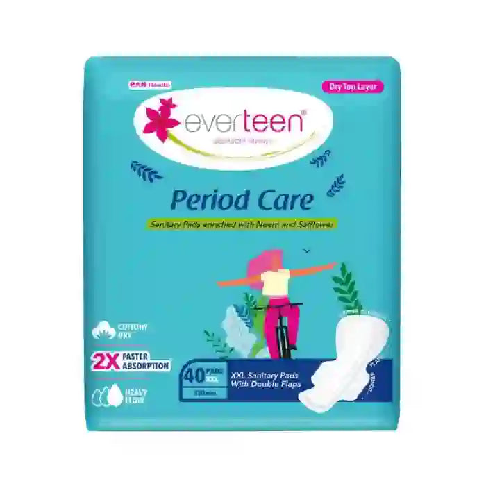 Buy 1 Pack everteen Period Care XXL Dry 40 Sanitary Pads with Double Flaps, Neem and Safflower - everteen-neud.com