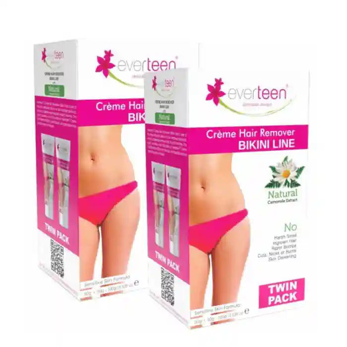 Buy 2 Twin Packs everteen 50g+50g Natural Bikini Line Hair Remover Creme for Women Directly From Company