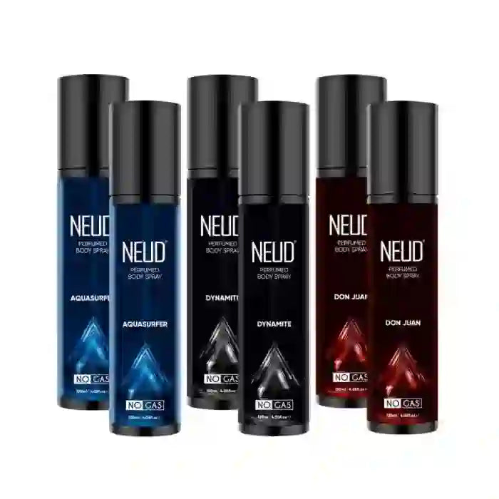 Buy 2 Sets of NEUD 3-in-1 Perfumed Body Sprays for Men and Women, Long-Lasting Deodorants, No Gas, No CFC Formula - 2x3x120ml Each - everteen-neud.com
