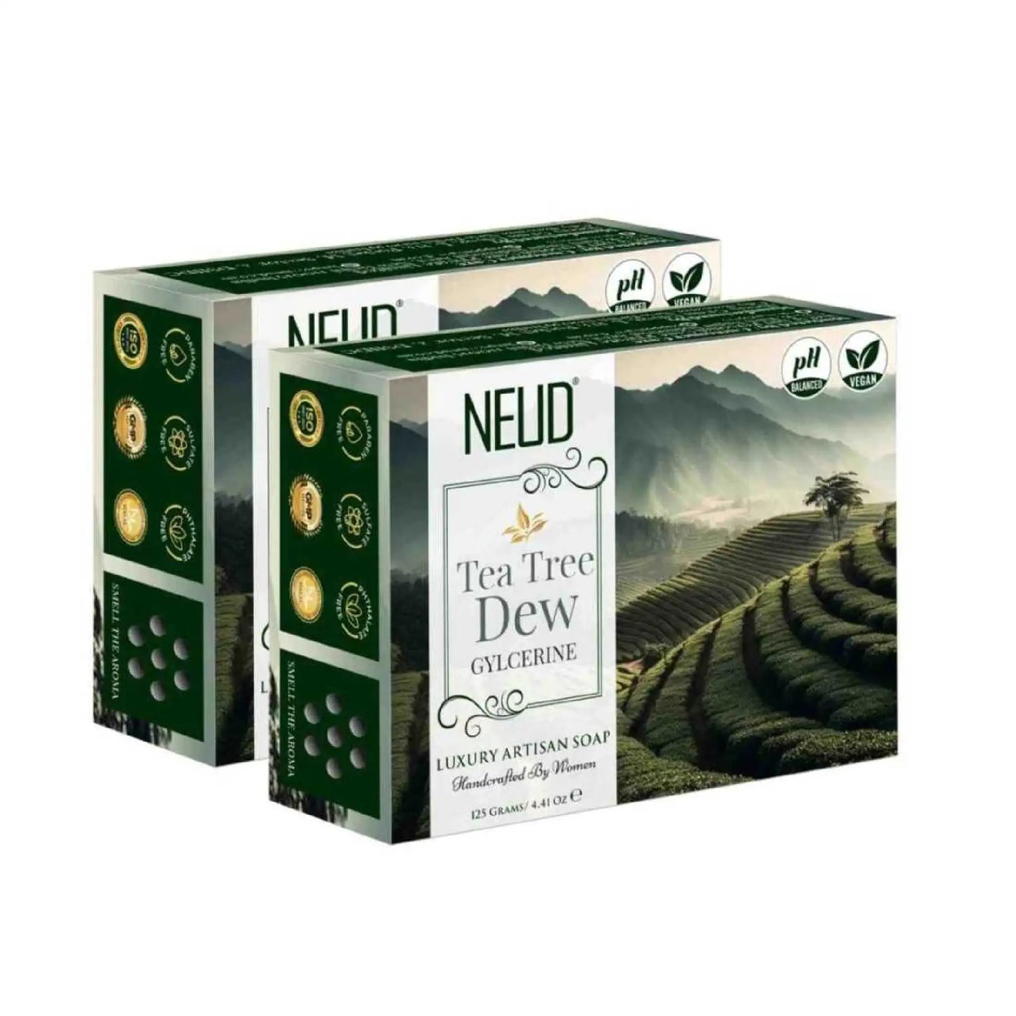 NEUD Tea Tree Dew Glycerine Luxury Artisan Handmade Soap - 2x125g Pack