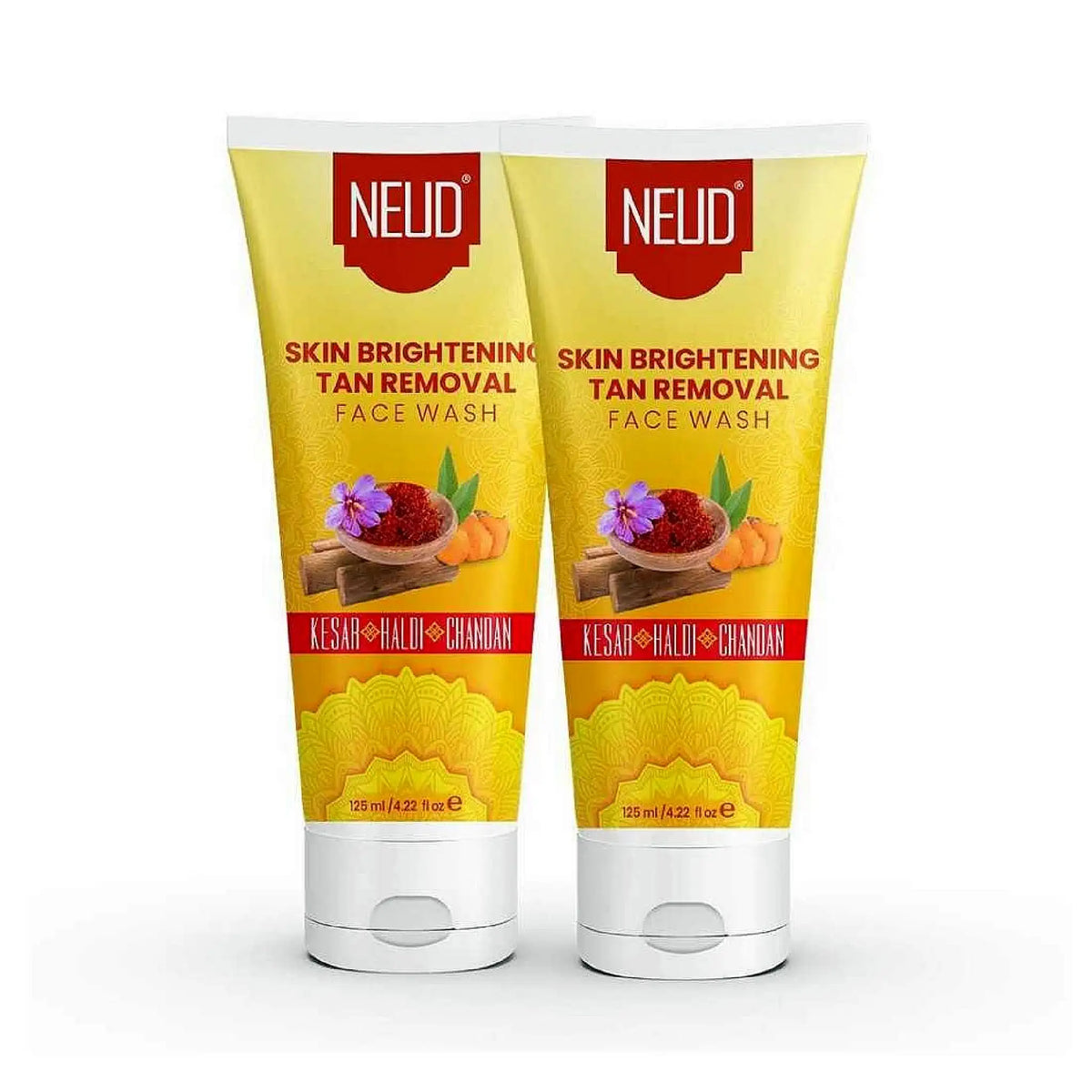 NEUD Skin Brightening Tan Removal Face Wash 2x125ml – Kesar, Haldi and Chandan