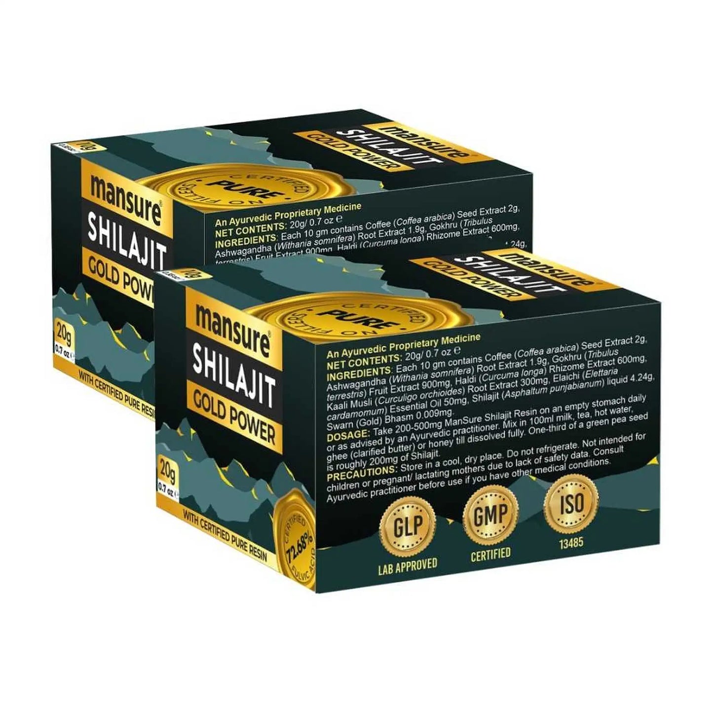 ManSure Shilajit Gold Power Resin 2x20g – Swarna Bhasma and Fulvic Acid for Men