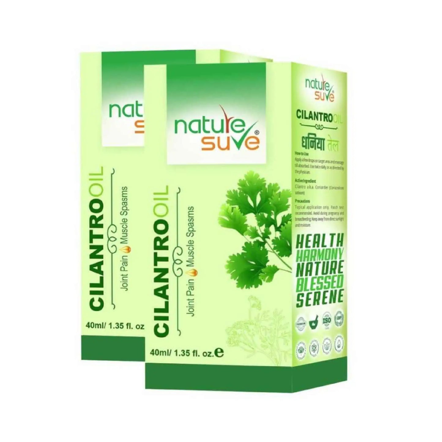Nature Sure Cilantro Dhania Oil 2x40ml – Ayurvedic Coriander Massage Oil, AYUSH-Certified