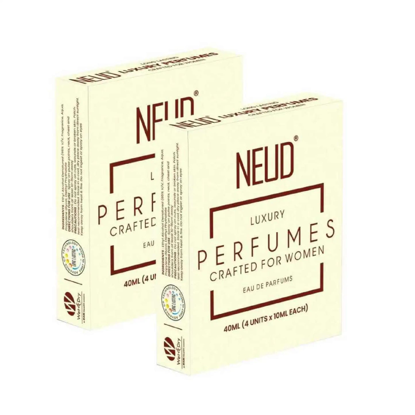 NEUD Luxury Pocket Perfume Gift Set for Women - 2x4x10ml Pack - Long Lasting Eau de Parfum