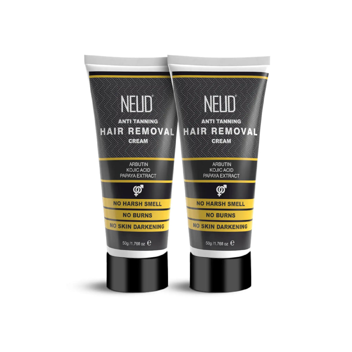 NEUD Anti-Tanning Hair Removal Cream 2x50g – Kojic Acid, Arbutin and Papaya