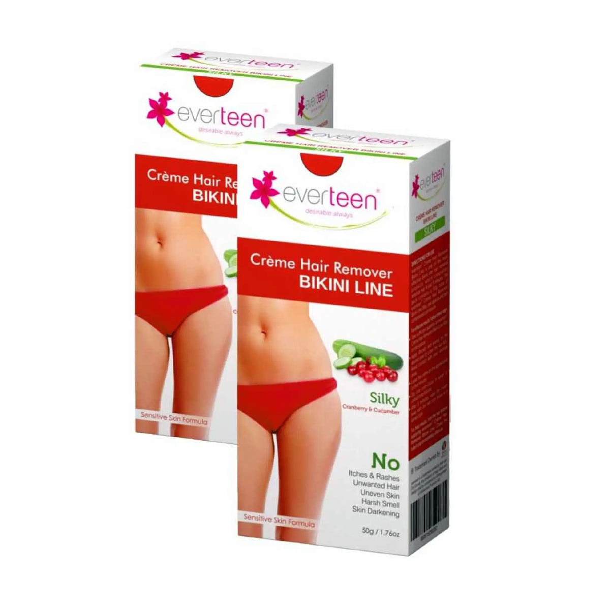 everteen Silky Bikini Line Hair Remover Cream 2x50g – Cranberry and Cucumber