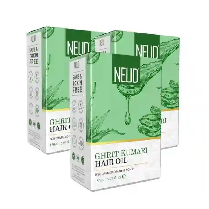 Buy 3 Packs NEUD Ghrit Kumari Aloe Vera Hair Oil 150ml Directly From Company - everteen-neud.com