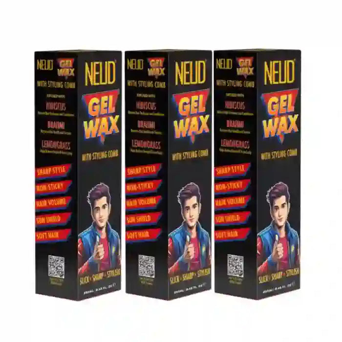 Buy 3 Packs NEUD Styling Hair Gel Wax 250ml with Comb Infused with Hibiscus, Brahmi and Lemongrass - everteen-neud.com