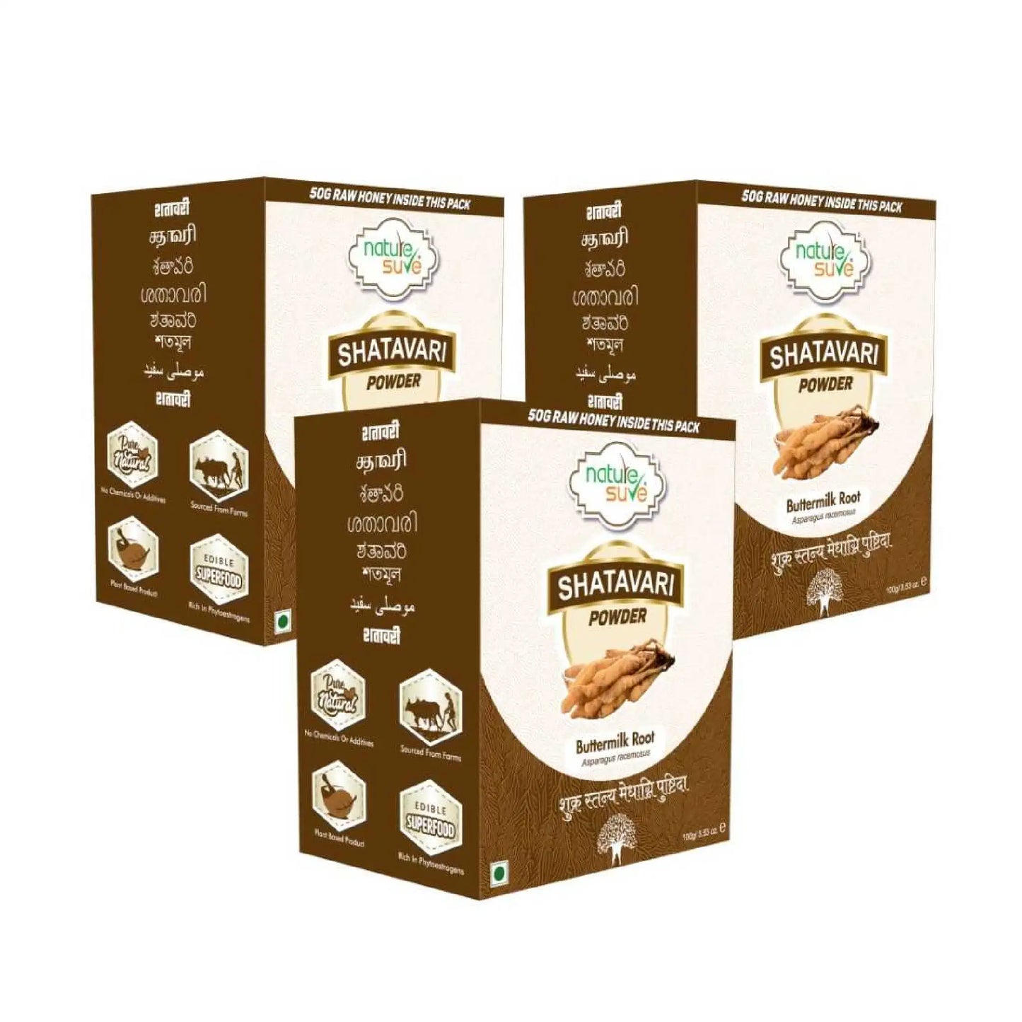 Nature Sure Shatavari Asparagus Powder - 3x100g Pack