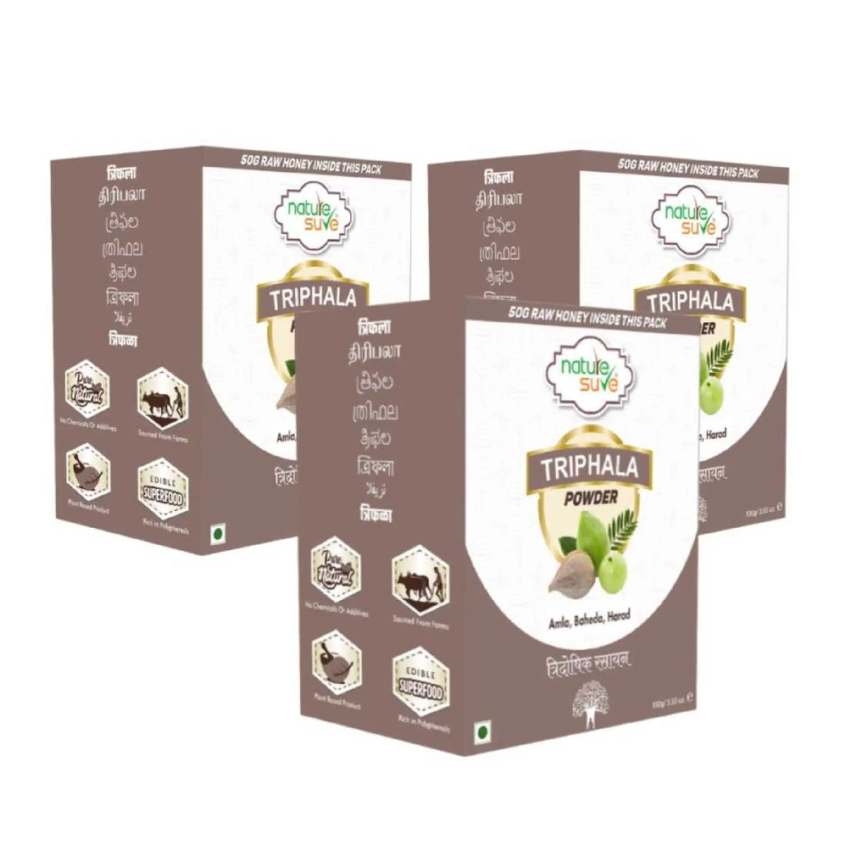 Nature Sure Triphala Powder 3x100g – Ayurvedic Detox Formula for Eyes, Skin and Hair