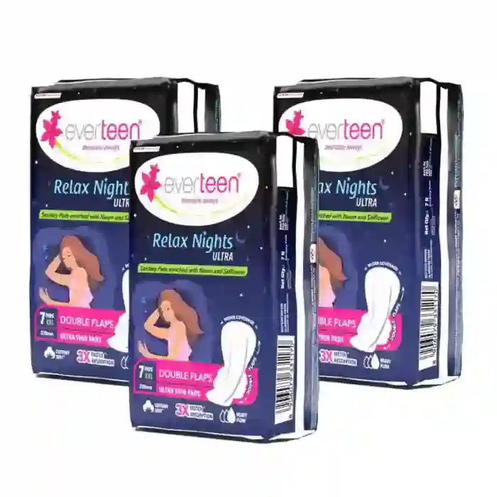 Buy 3 Pack of 7 Each everteen Relax Nights Ultra Thin XXL Overnight Pads with Neem and Safflower - everteen-neud.com
