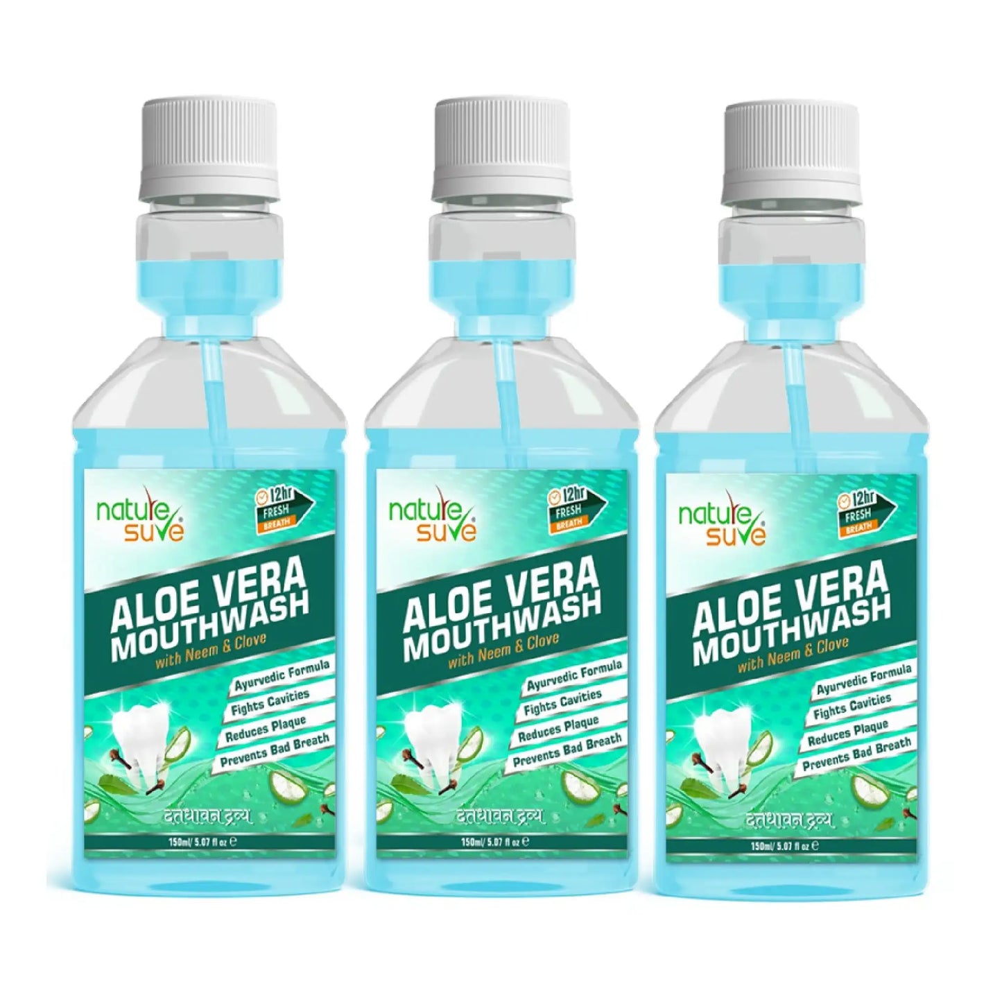Nature Sure Aloe Vera Mouthwash 3x150ml – Neem, Clove and Aloe Vera Oral Care