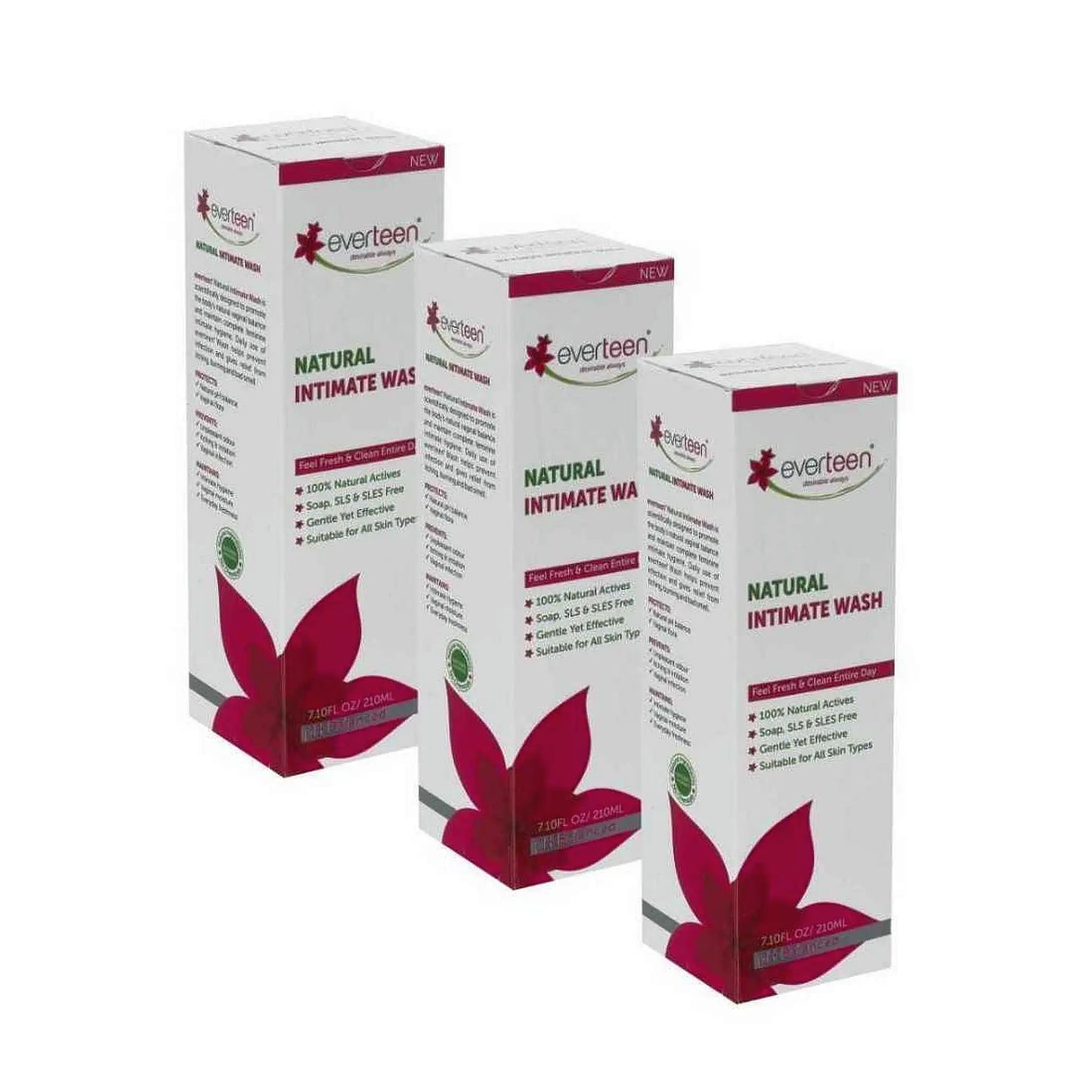 everteen Natural Intimate Wash for Feminine Hygiene in Women - 3x210ml Pack