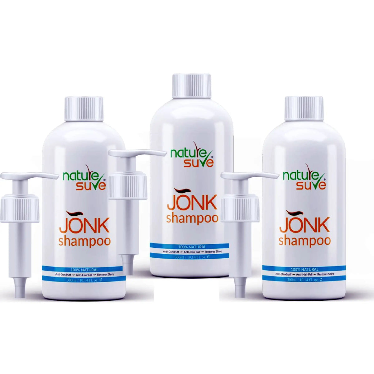 Nature Sure Jonk Shampoo 3x300ml – Ayurvedic Hair Cleanser for Men and Women