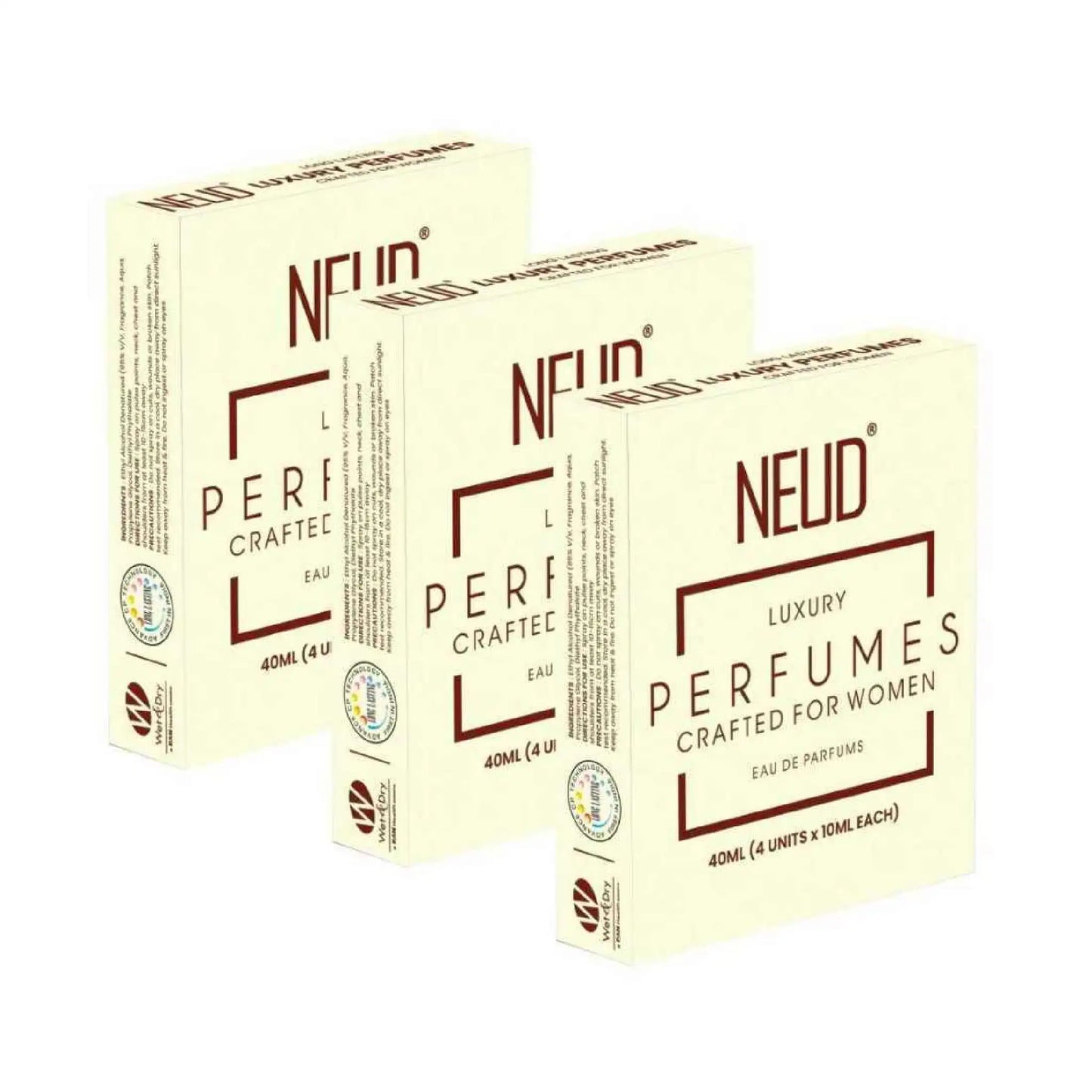 NEUD Luxury Pocket Perfume Gift Set for Women - 3x4x10ml Pack - Long Lasting Eau de Parfum