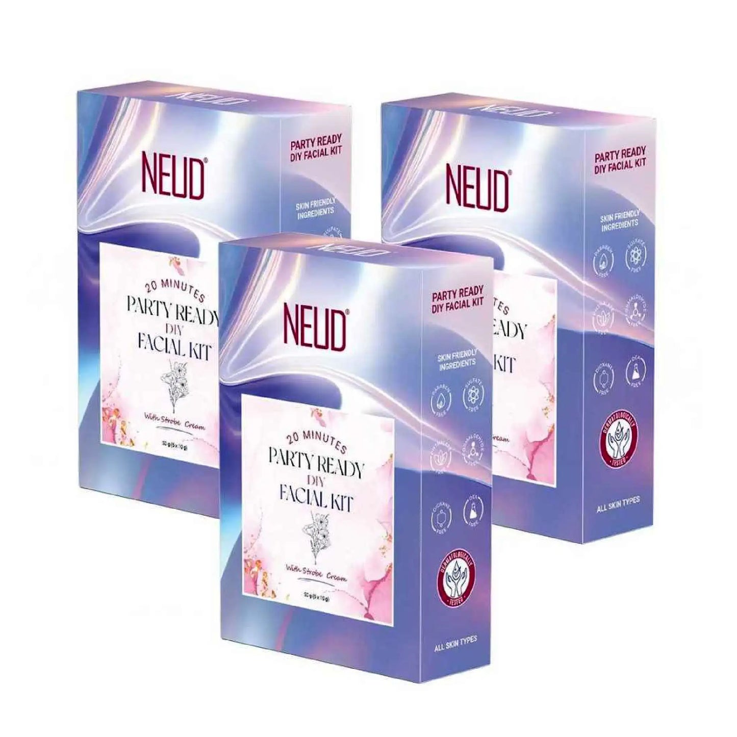 NEUD Party-Ready DIY Facial Kit with Strobe Cream 3x50g – 5-Step DIY Facial