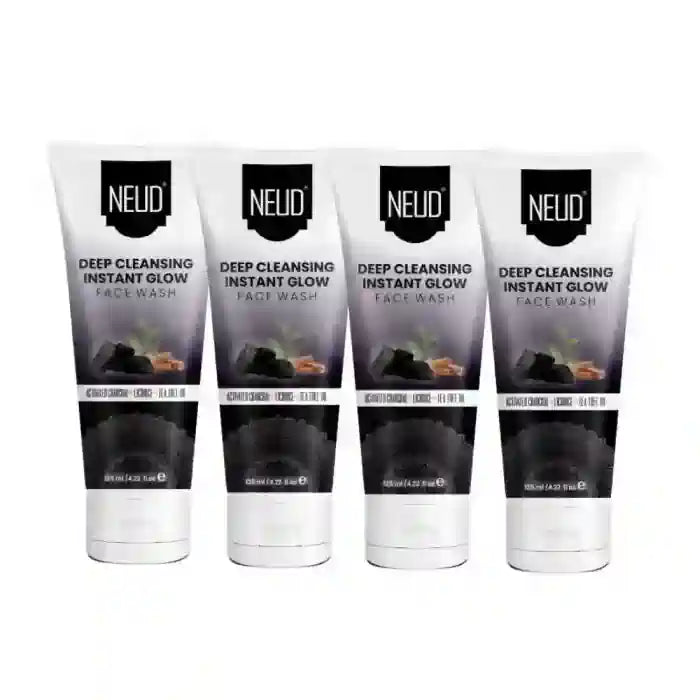 Buy 4x125ml NEUD Deep Cleansing Instant Glow Charcoal Face Wash for Men and Women - everteen-neud.com