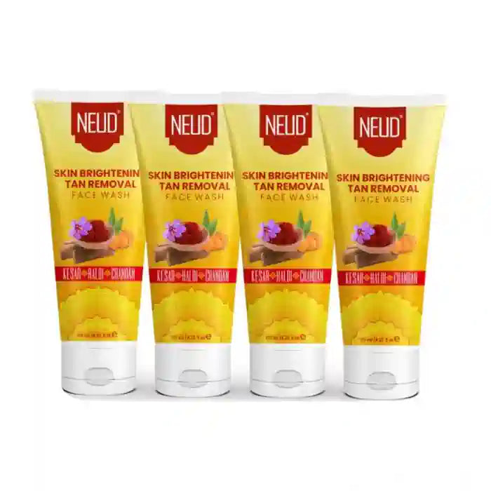 Buy 4 Packs 125ml Each NEUD Skin Brightening Tan Removal Face Wash With Kesar Haldi Chandan Directly From Company - everteen-neud.com
