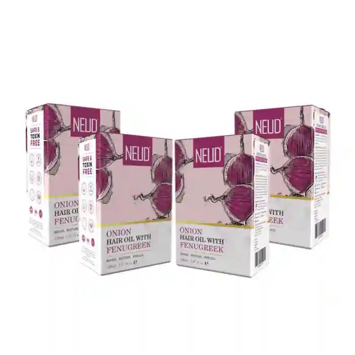Buy 4 Packs NEUD Premium Onion Hair Oil with Fenugreek 150 ml for Men and Women - everteen-neud.com