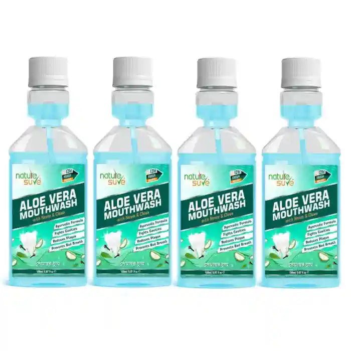 Buy 4 Bottles of Nature Sure Aloe Vera Mouthwash with Neem and Clove Ayurvedic Oral Hygiene Mouth Rinse - everteen-neud.com
