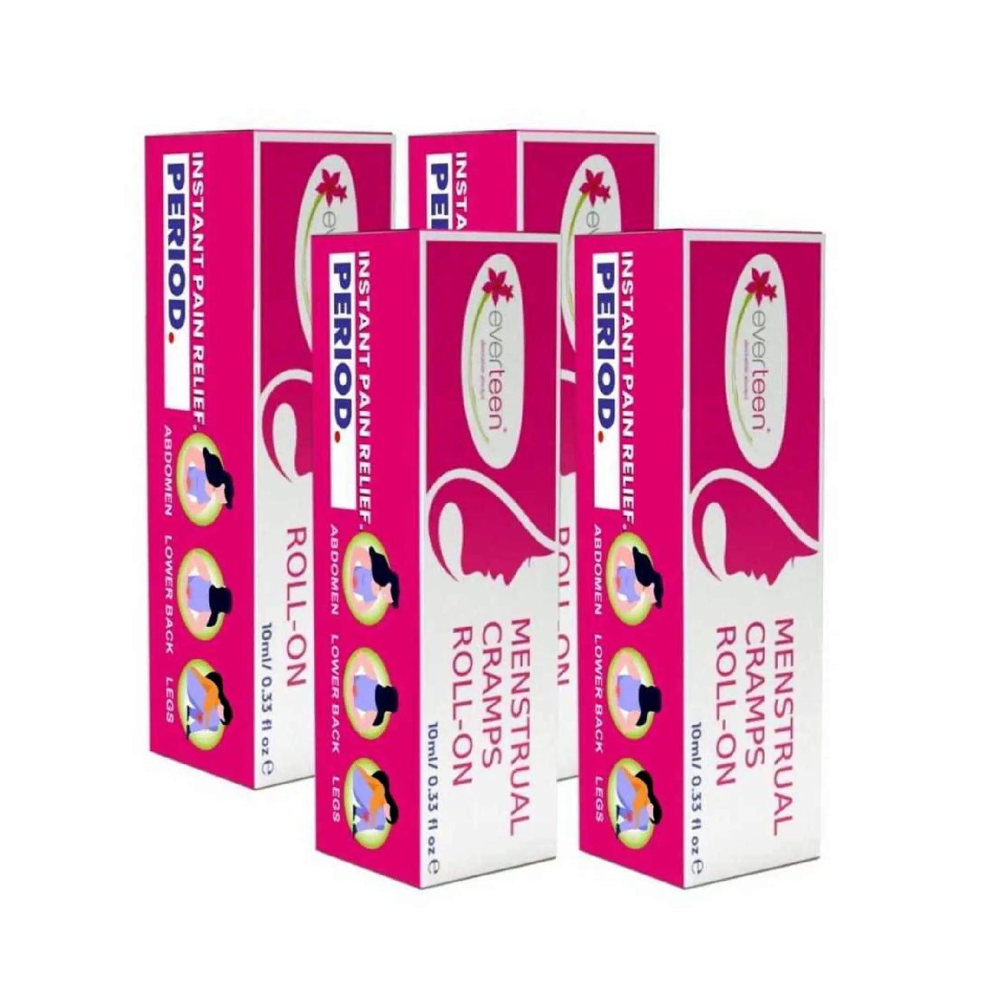 everteen Menstrual Cramps Roll-On For Instant Period Comfort - 4x10ml Pack