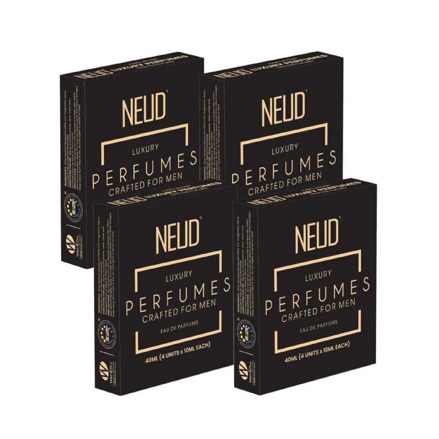 NEUD Luxury Pocket Perfumes Gift Set for Men - 4x4x10ml Pack - Long Lasting Eau de Parfum