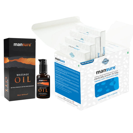 ManSure Combo – Massage Oil and Reproductive Support Booster for Men, Pack Shot