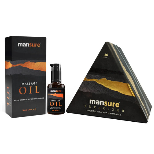 ManSure Combo – Massage Oil and ENERGIZER Capsules for Men, Pack Shot