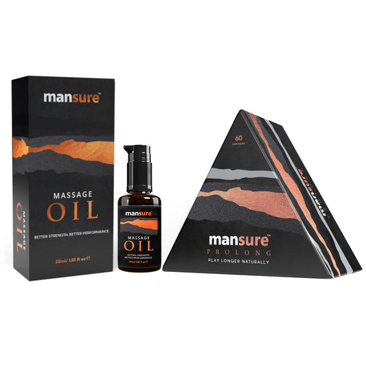 ManSure Combo – Massage Oil and PROLONG Capsules for Men, Pack Shot