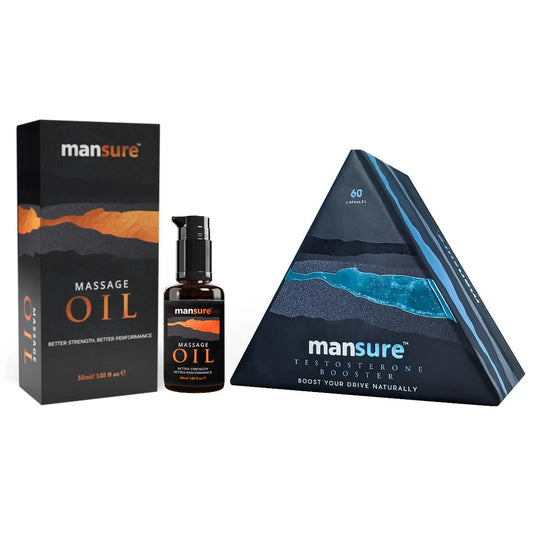 ManSure Combo – Massage Oil 30ml and Testosterone Booster 60 Capsules, Pack Shot