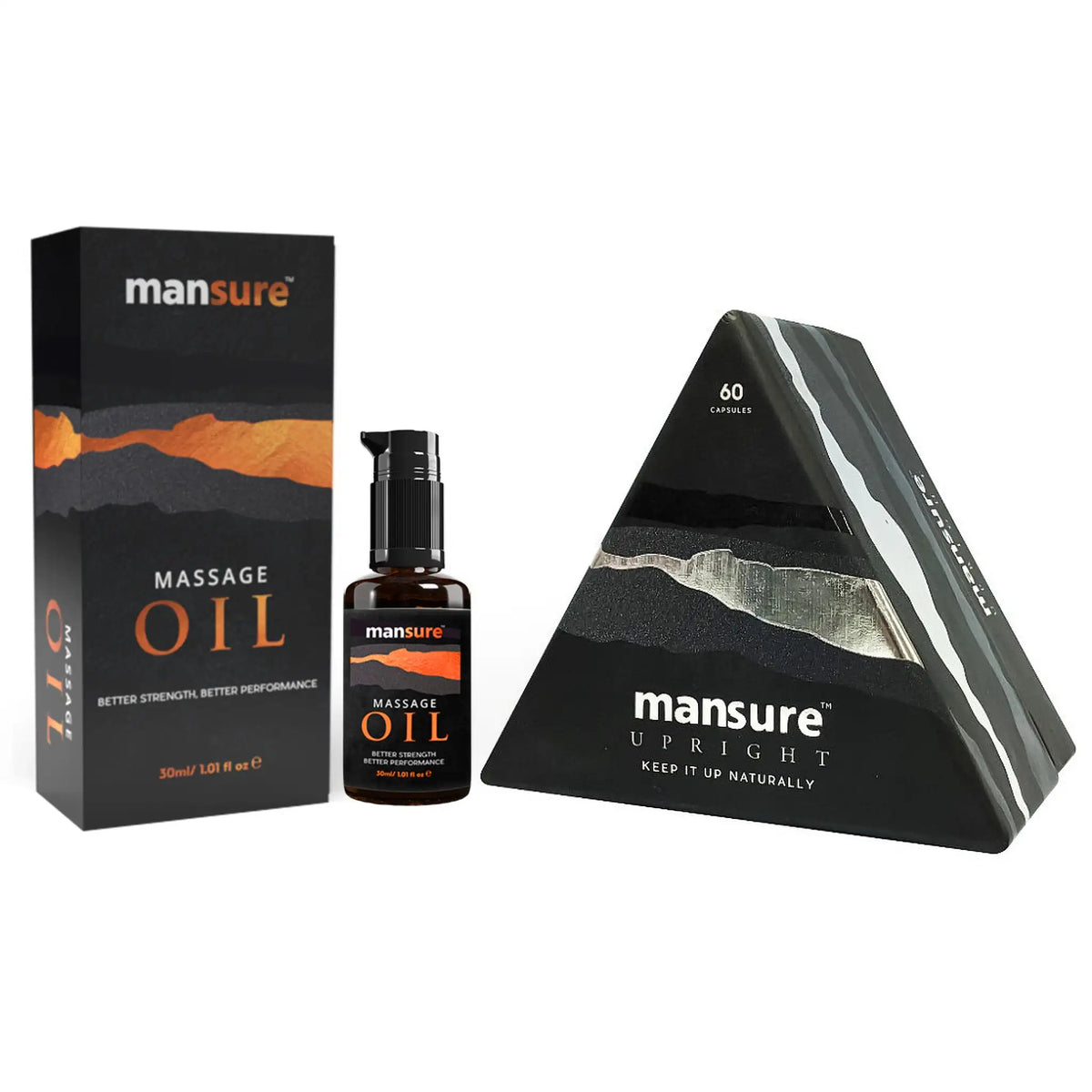 ManSure Combo – Massage Oil and UPRIGHT Capsules for Men, Pack Shot