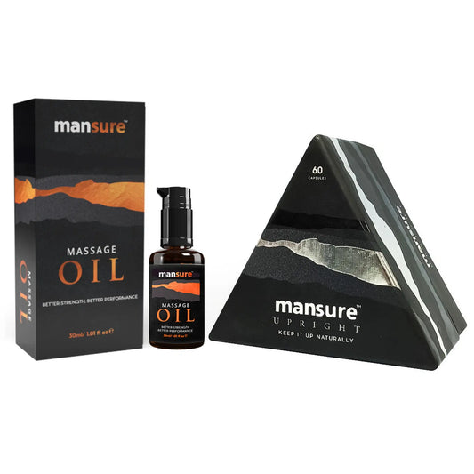 ManSure Combo – Massage Oil and UPRIGHT Capsules for Men, Pack Shot