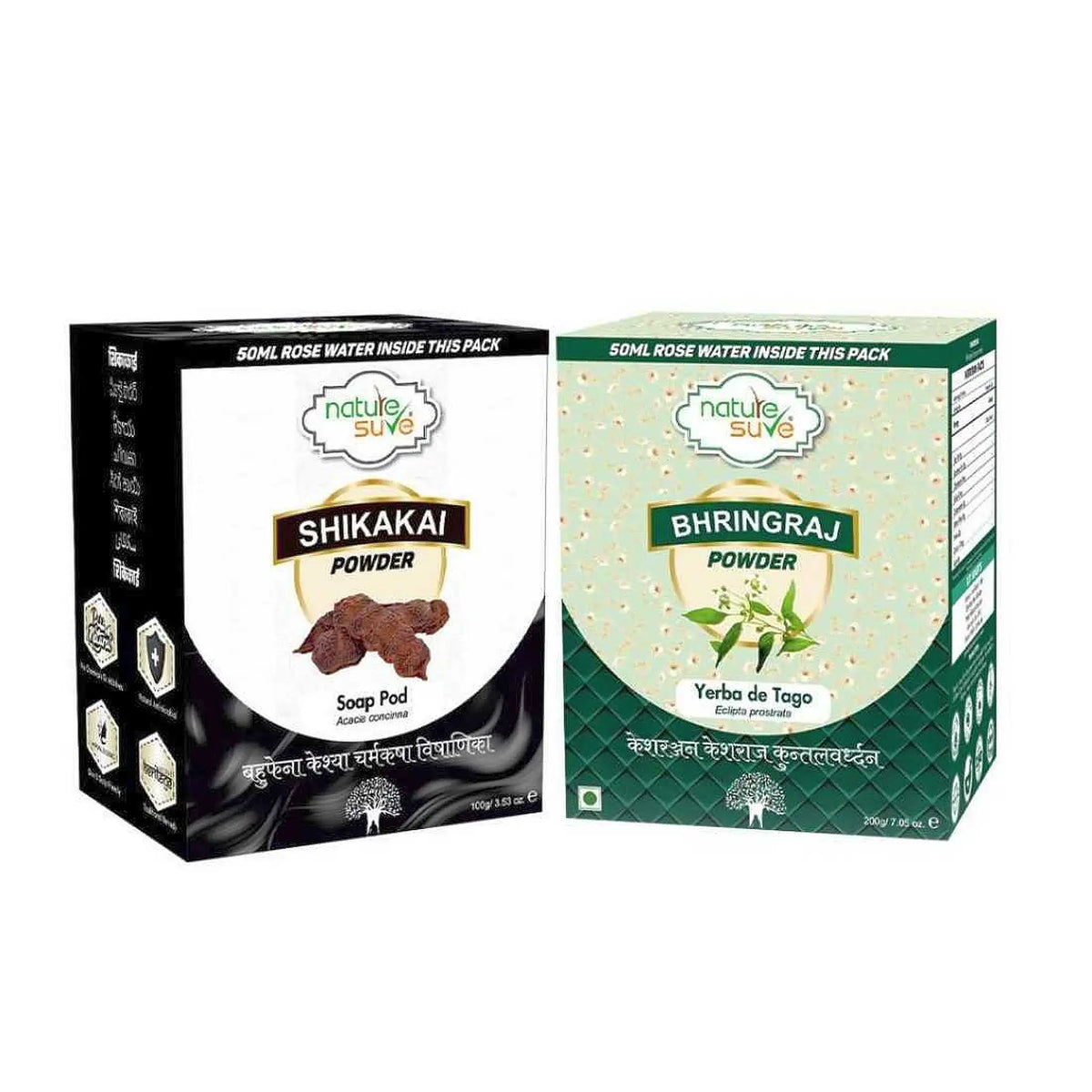 Nature Sure Hair Care Combo - Shikakai Powder 100g and Bhringraj Powder 200g