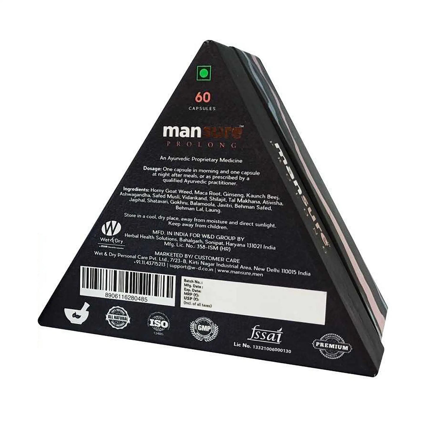 ManSure PROLONG 60 Capsules – Ships Worldwide from India