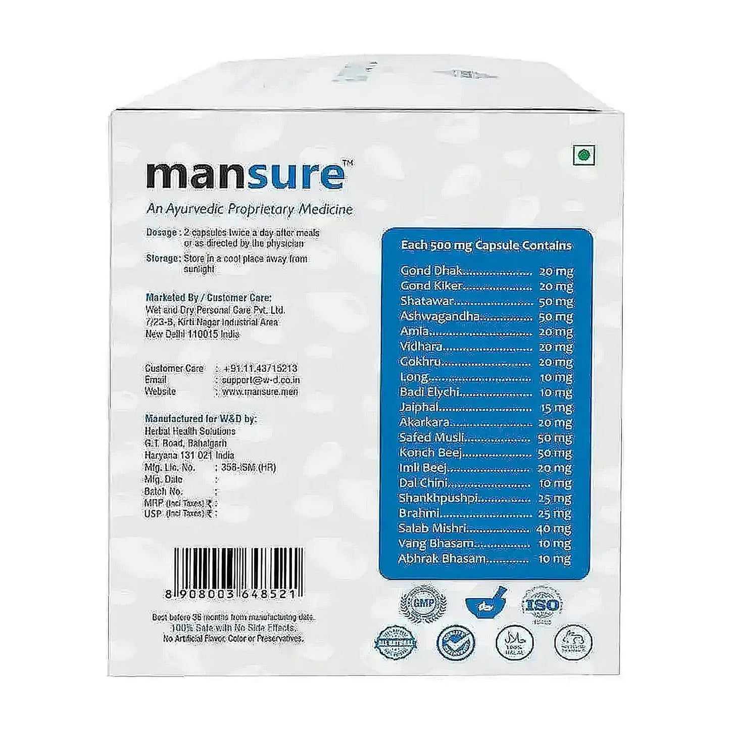 ManSure Reproductive Support Booster 100 Capsules – Ships Worldwide from India