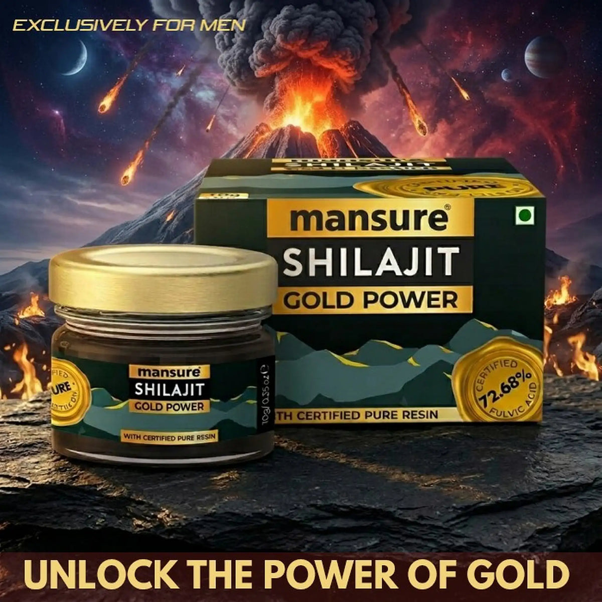 ManSure Shilajit Gold Power Resin – Swarna Bhasma and 72.68% Fulvic Acid for Men