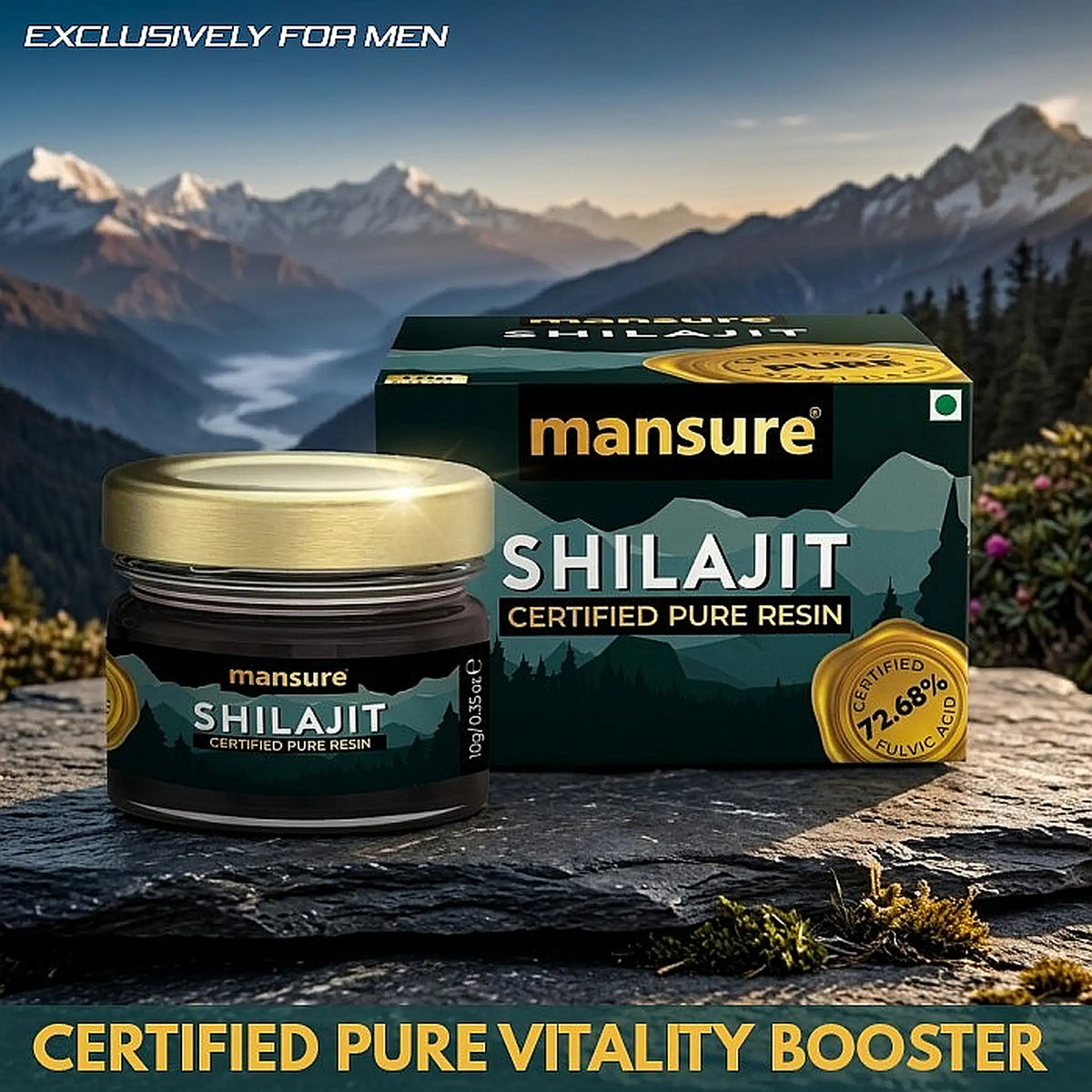 ManSure Shilajit Pure Resin – Himalayan Shilajit with 72.68% Fulvic Acid for Men