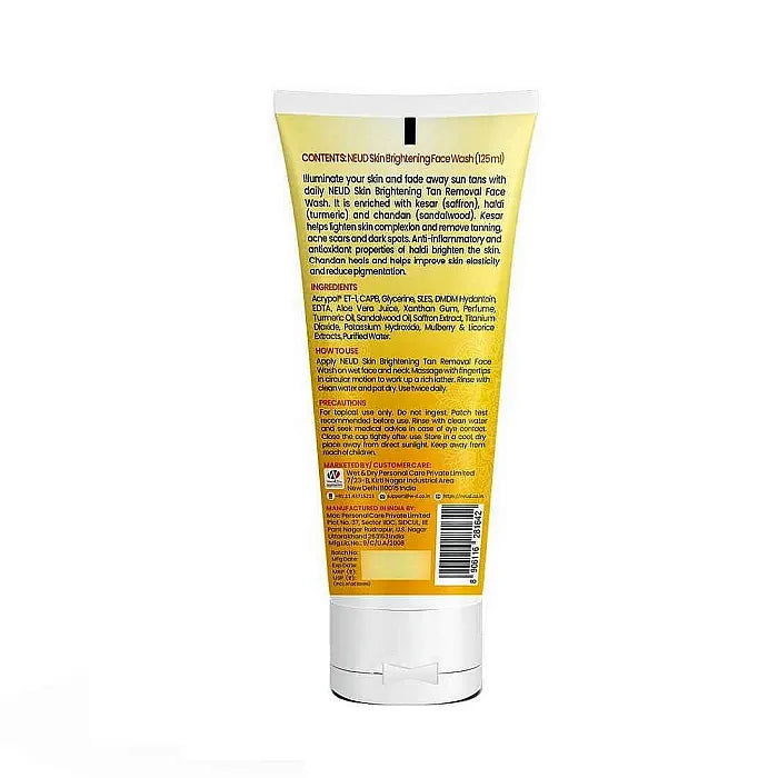 NEUD 125ml Skin Brightening Tan Removal Face Wash with Kesar, Haldi and Chandan is Shipped Worldwide - everteen-neud.com