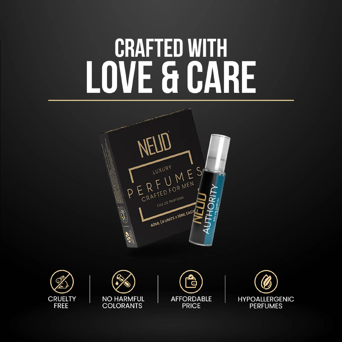 NEUD Luxury Pocket Perfumes for Men 4x10ml – Hypoallergenic, No Harmful Colorants, Cruelty-Free