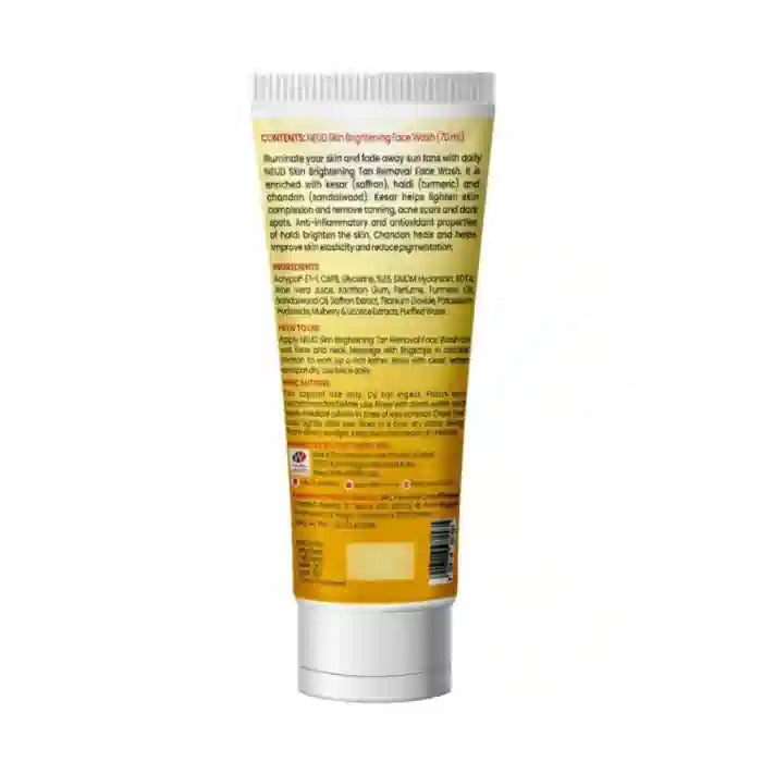 NEUD Skin Brightening Tan Removal Face Wash 70ml with Kesar, Haldi and Chandan - Ships Worldwide from India