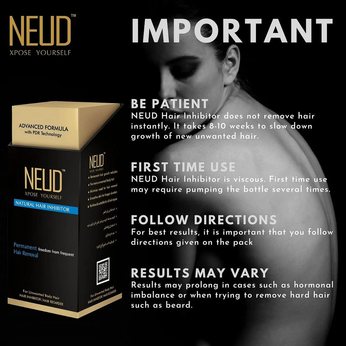 NEUD Natural Hair Inhibitor – Not a Depilatory Cream, Inhibits Regrowth After Removal