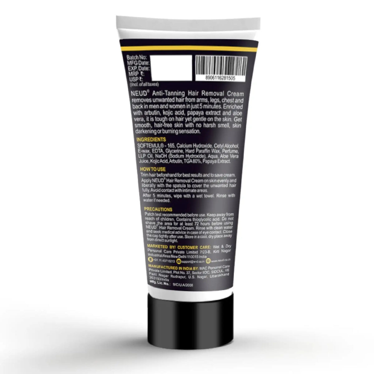 NEUD Anti-Tanning Hair Removal Cream - Ships Worldwide From India