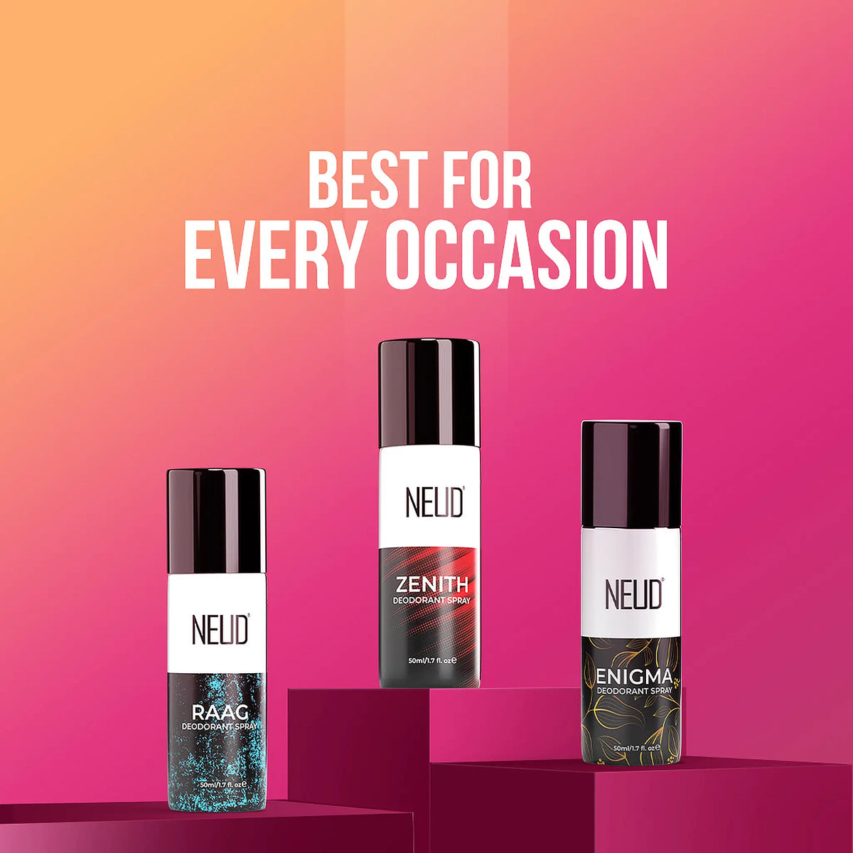 NEUD Long-Lasting Unisex Deodorants 50ml - Try All Three For Different Moods and Occasions