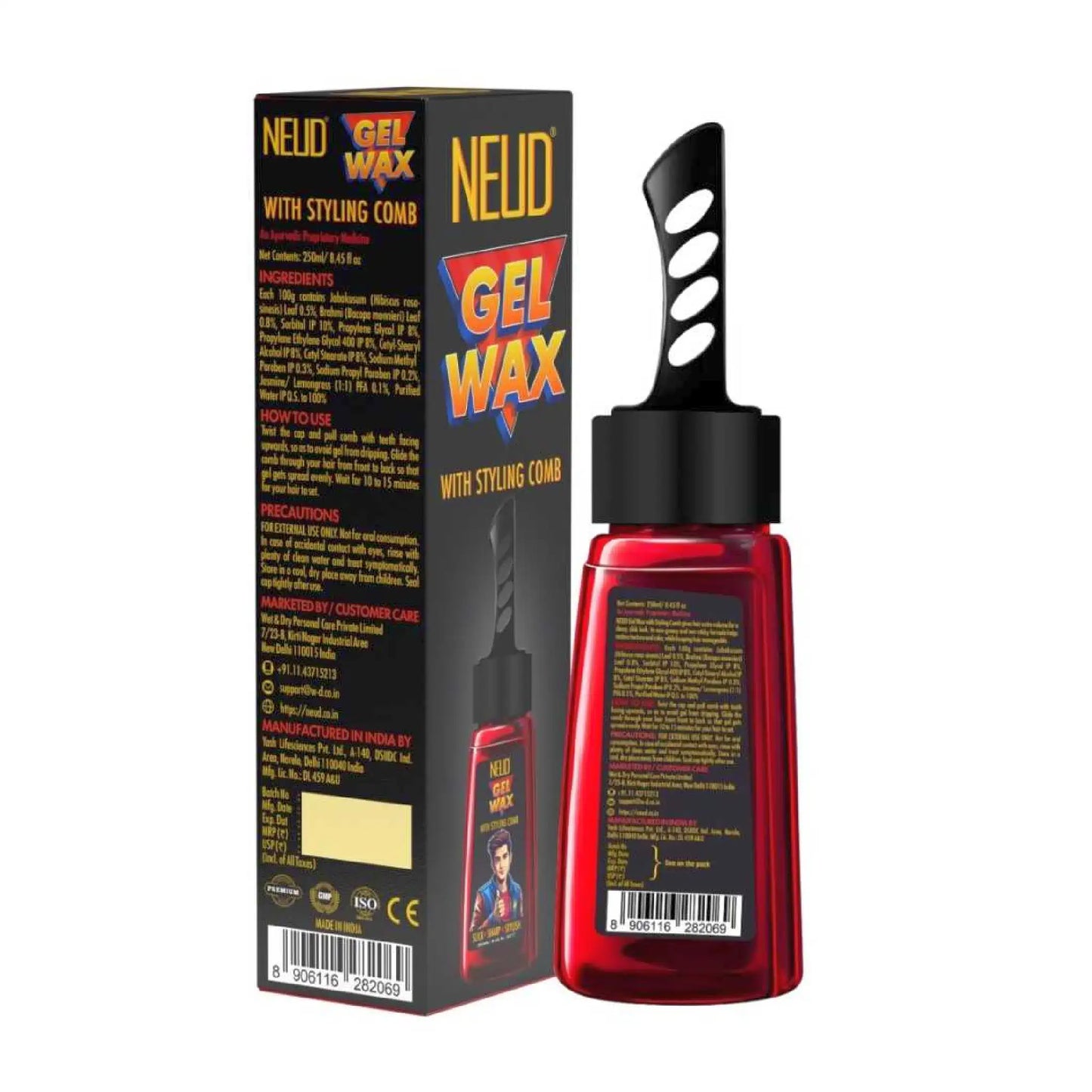 NEUD Styling Hair Gel Wax 250ml with Comb - Ships Worldwide From India