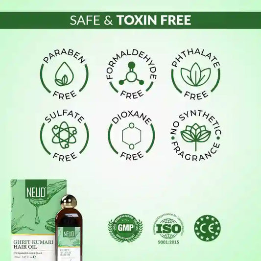 NEUD Ghrit Kumari Aloe Vera Hair Oil 150ml is Safe, Toxin-Free and Top Certified Quality Product - everteen-neud.com
