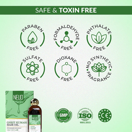NEUD Ghrit Kumari Aloe Vera Hair Oil 150ml - Scalp Safe, No Parabens, Sulphates or Phthalates