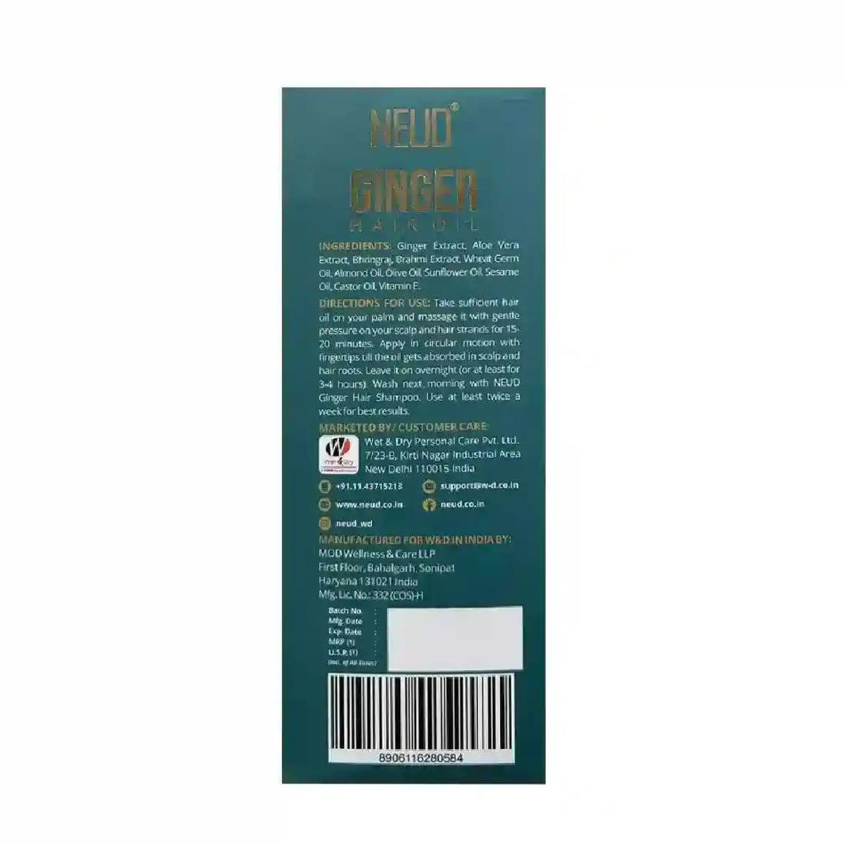 NEUD Ginger Hair Oil 150ml – Ships Worldwide from India